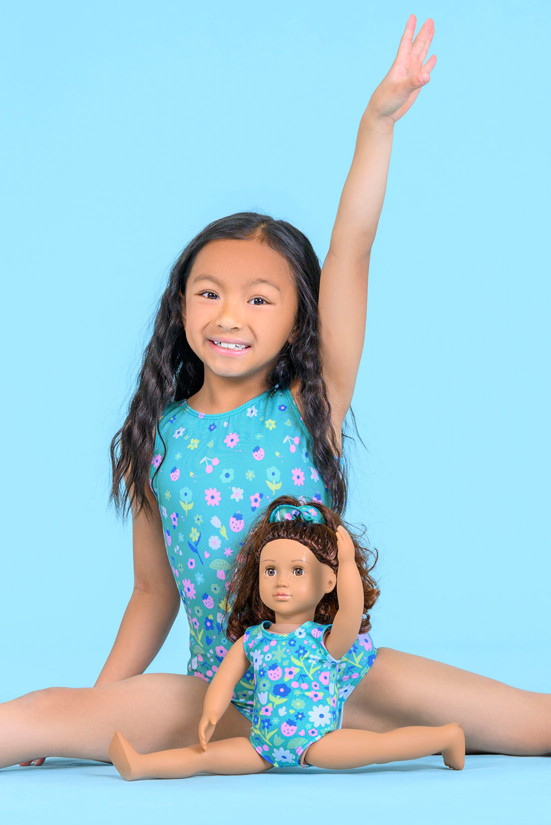 Colorful floral leotard and doll leotard for girls by Destira, 2026