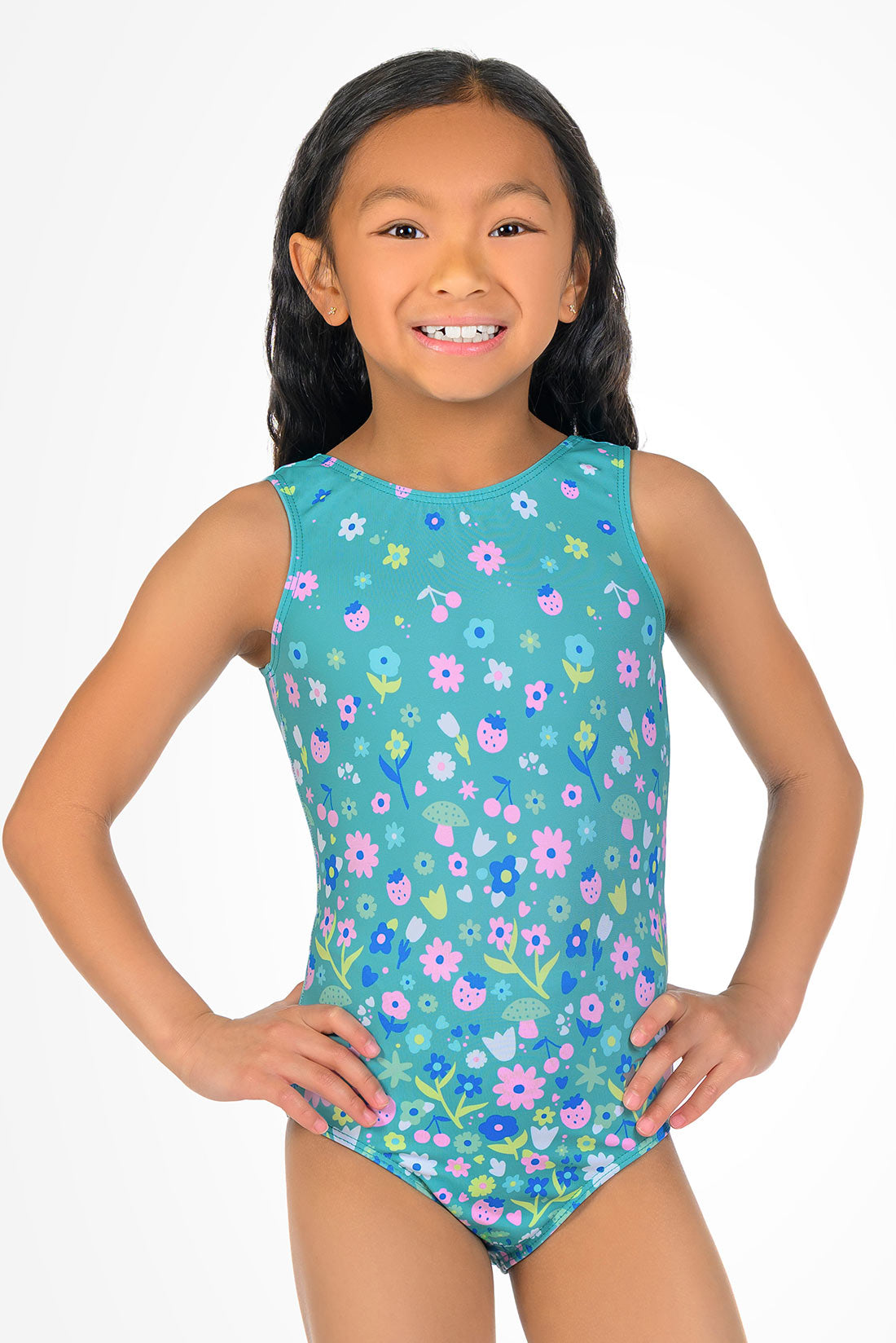Sleeveless leotard with flowers for girls by Destira, 2026
