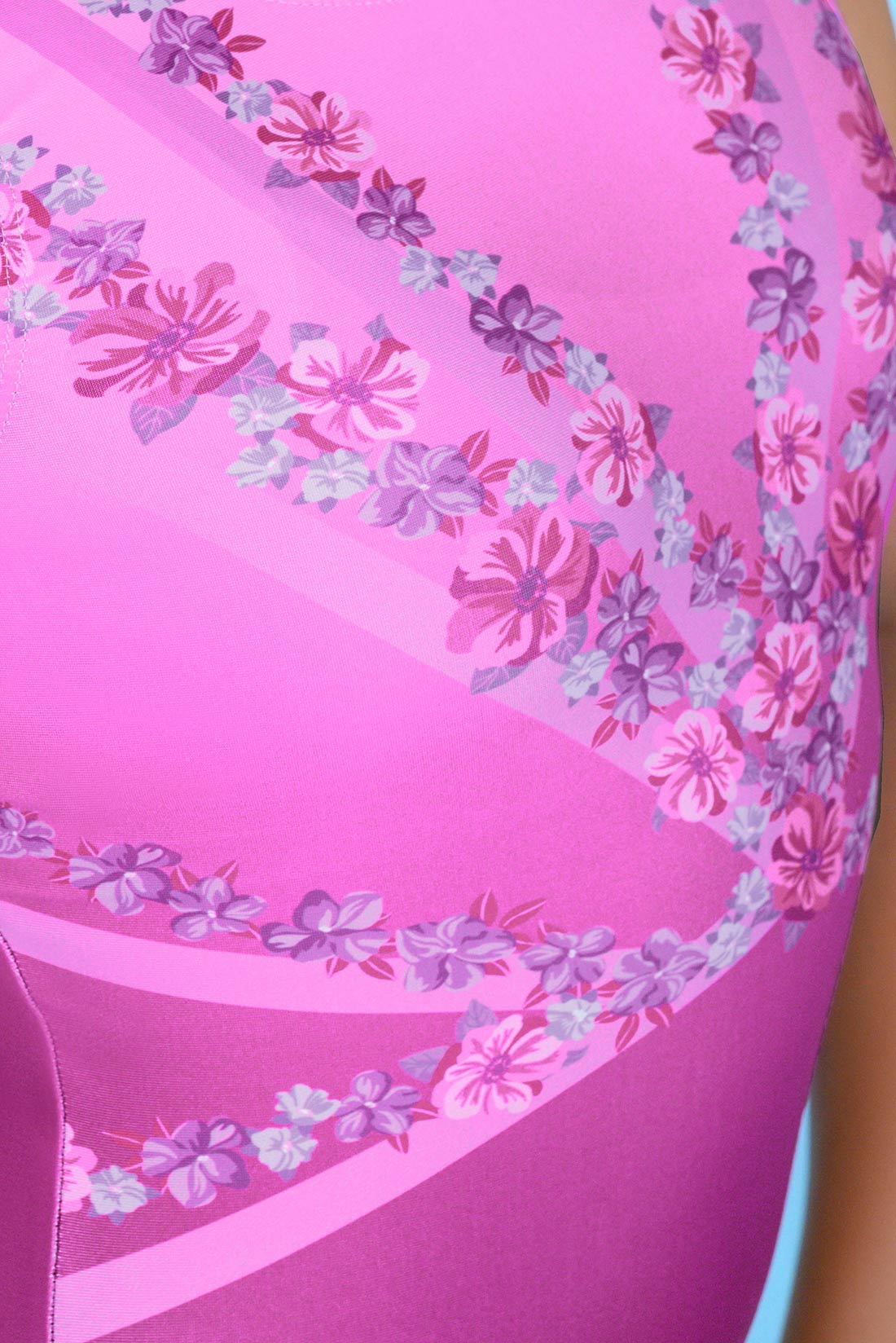 Floral detail on magenta girls leotard by Destira, 2026