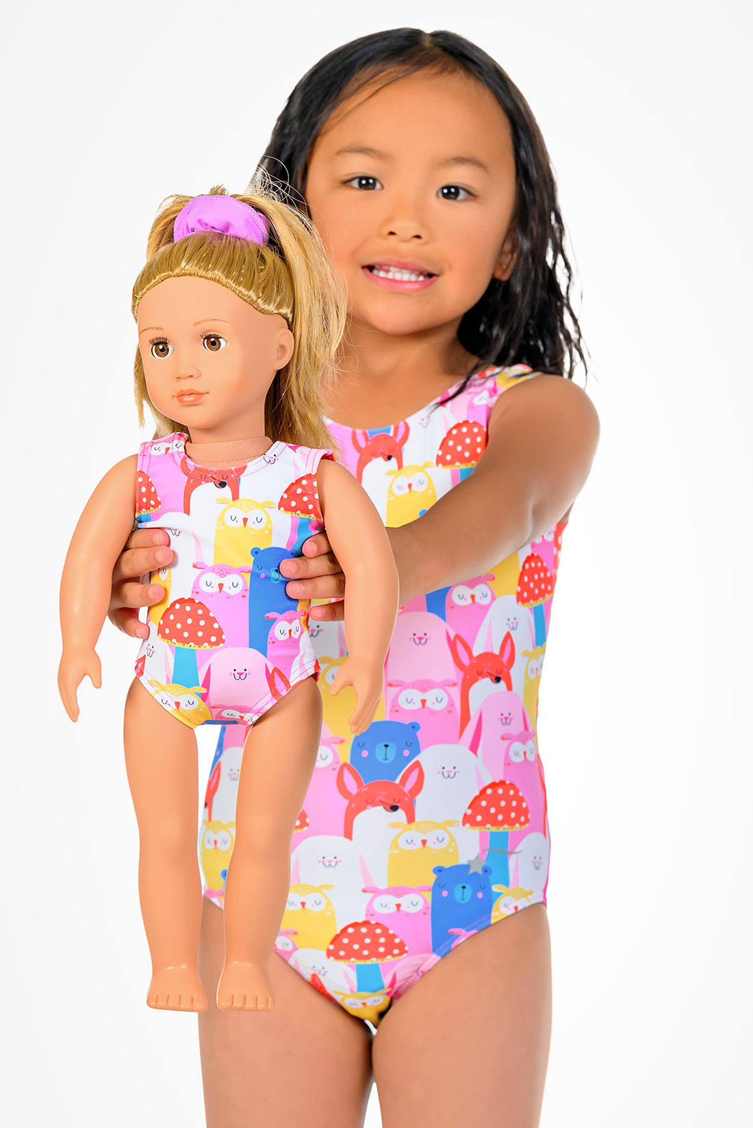 Rainbow leotard and matching doll leotard by Destira, 2026