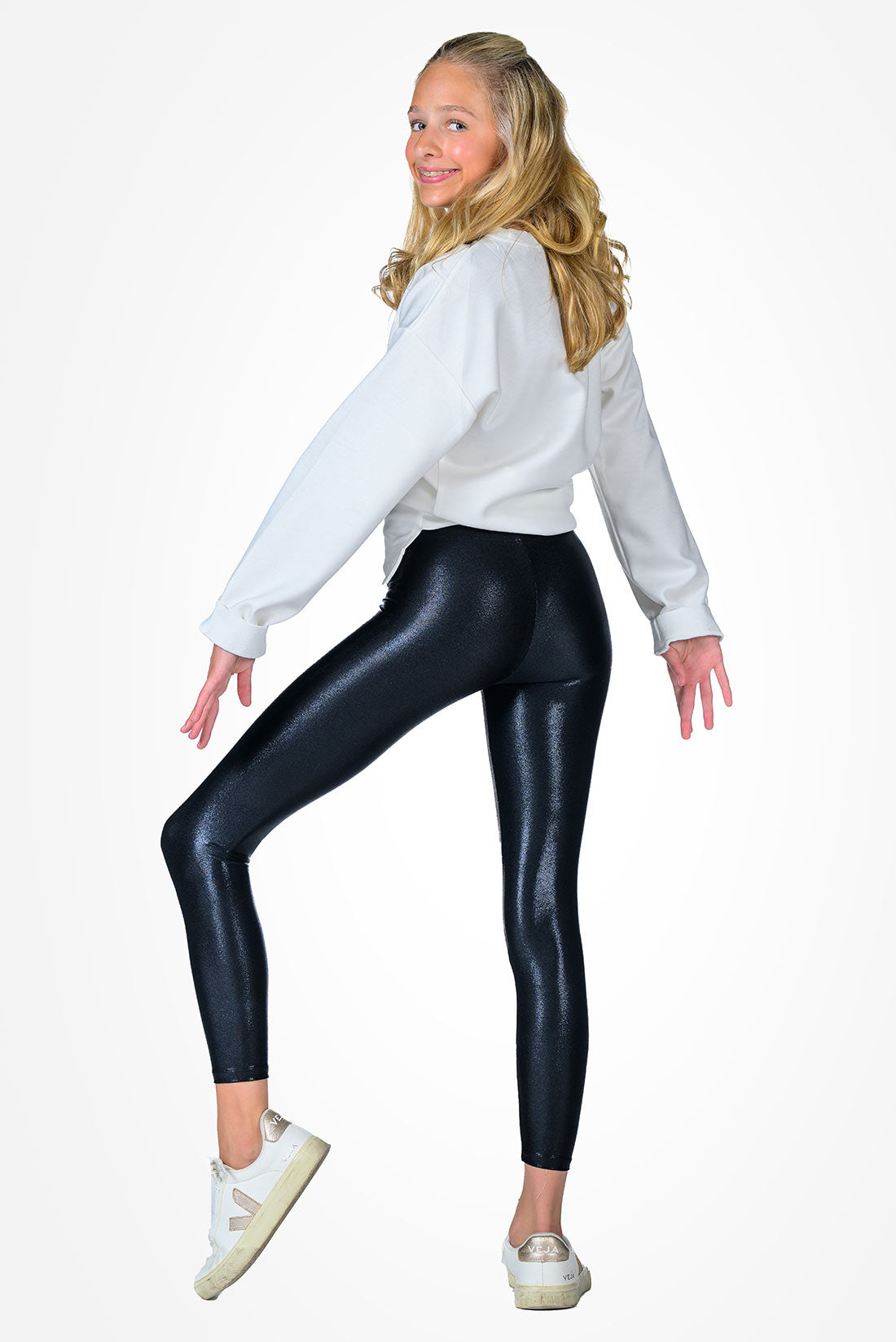 Shiny activewear leggings for active girls by Destira, 2025