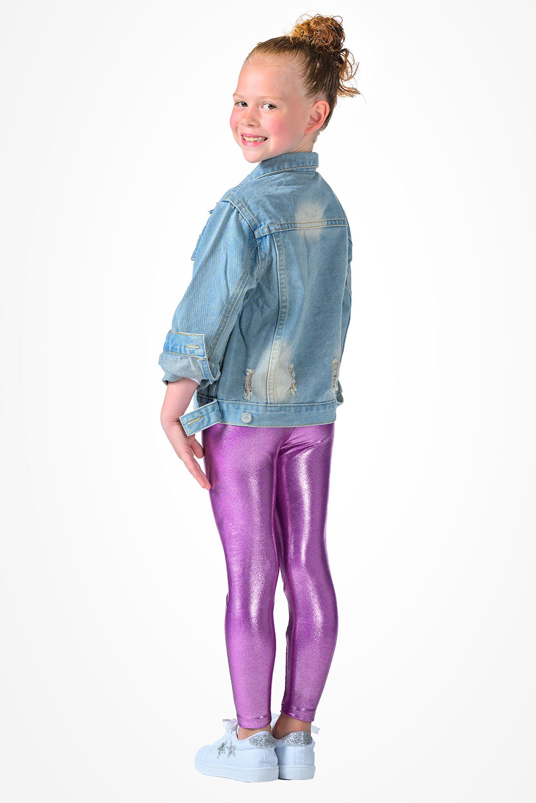 Sparkly purple leggings for girls by Destira, 2025