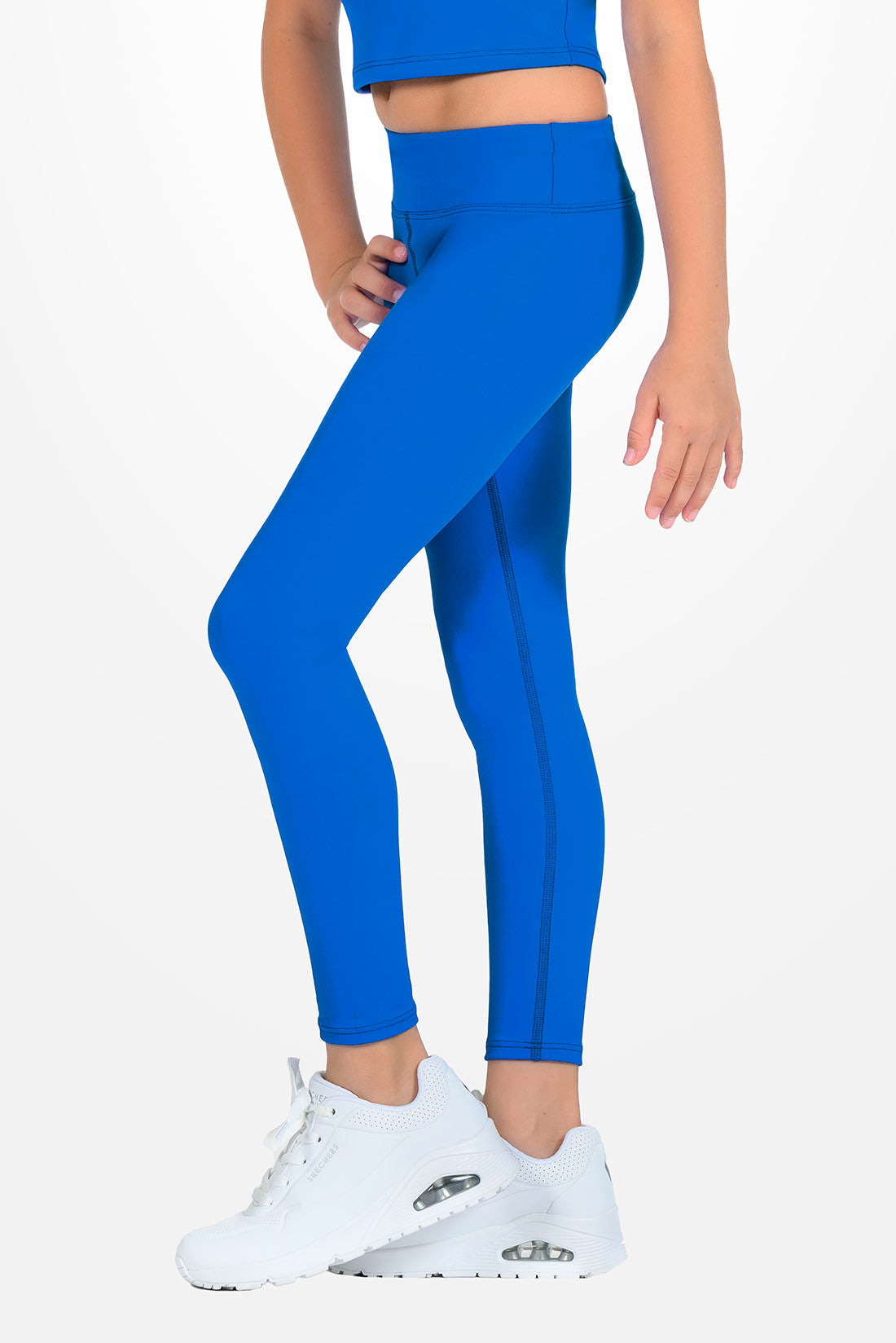 Solid blue leggings for girls by Destira, 2026