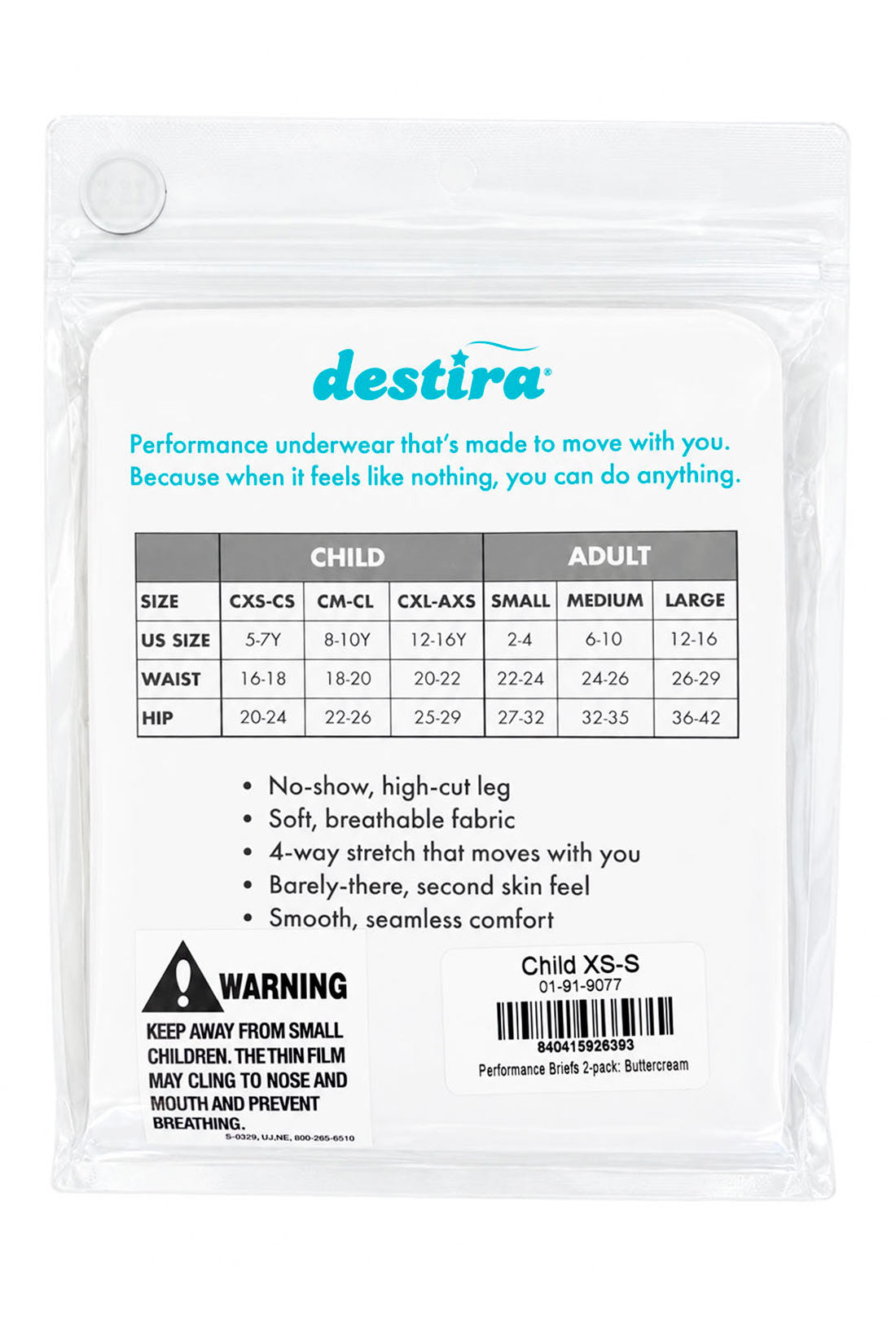 Sizing for briefs by Destira, 2026