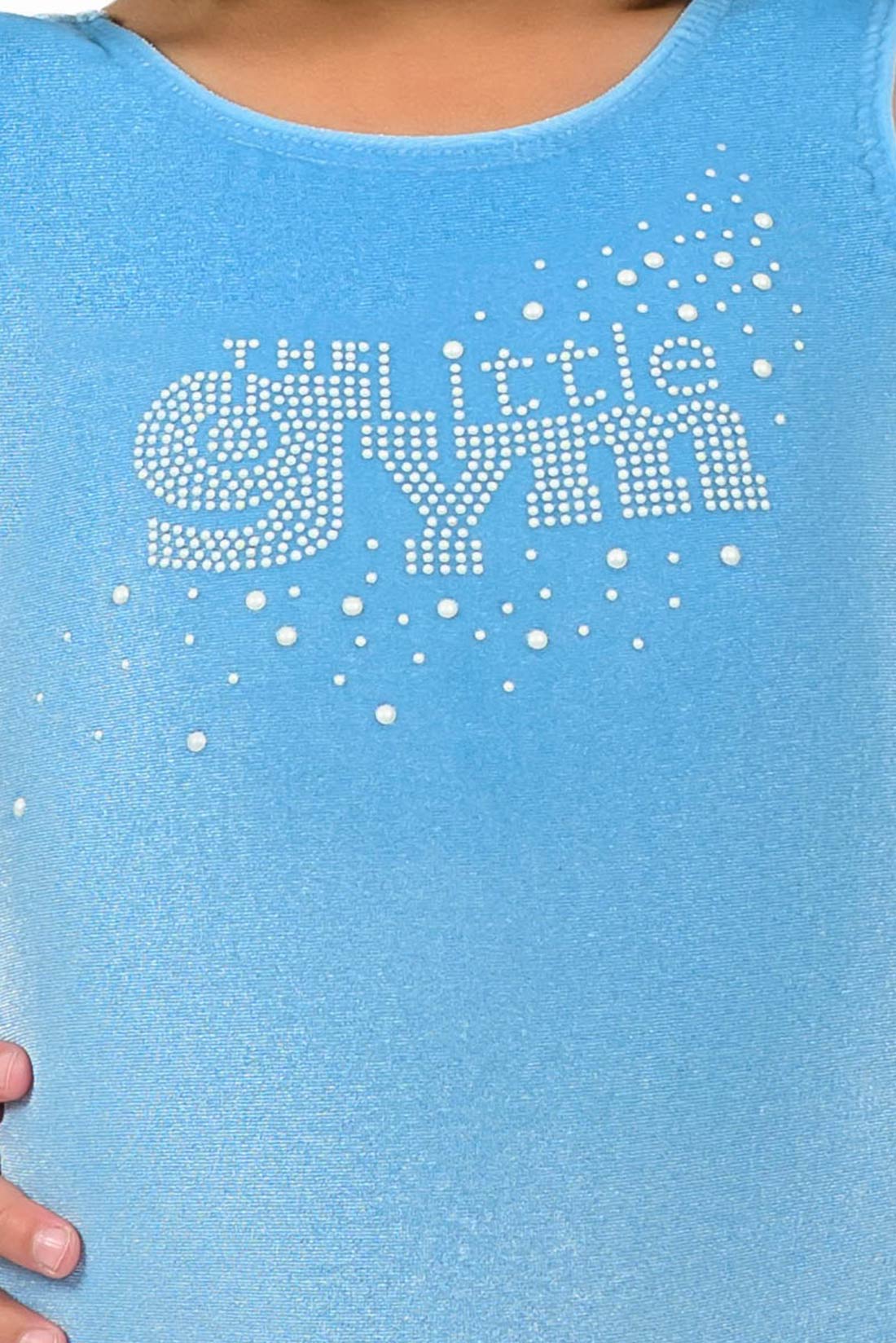 The Little Gym logo on blue unitard by Destira, 2026