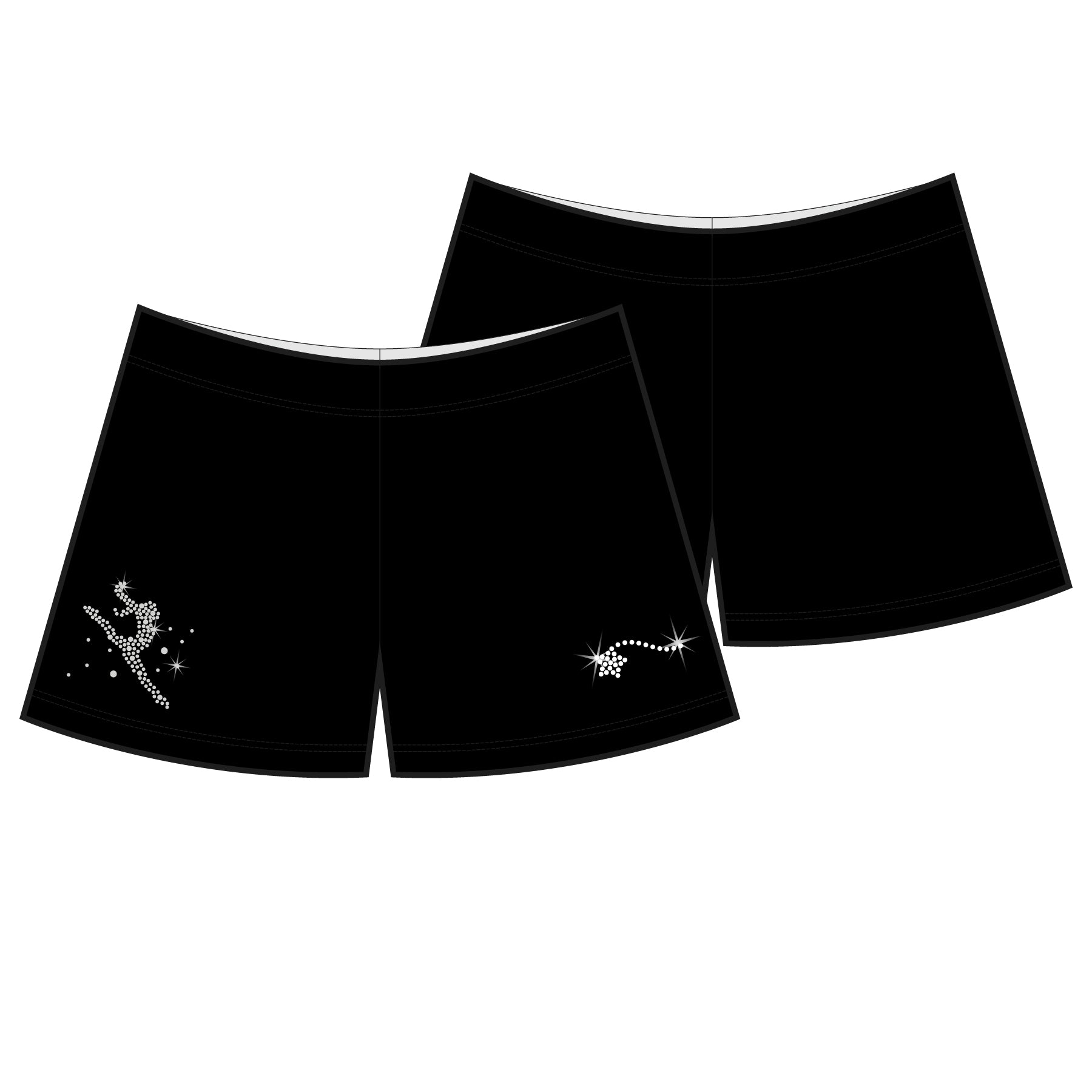 Black embellished gym sport shorts made for Destira's Ready Set Custom wholesale program