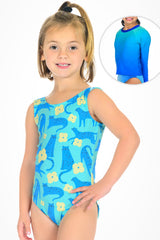 Wild Flower Mint One Piece and Blue Raspberry Rash Guard Set