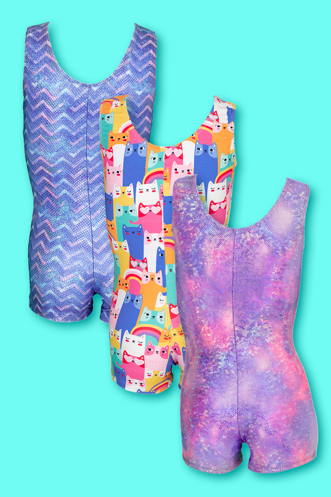 Trendy pattern unitards for toddlers in gymnastics by Destira, 2024