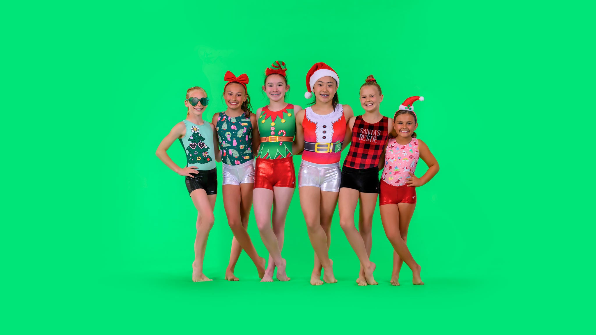 Cheer and fun awaits in these brand new exclusives and classic holiday dance leotards. Holiday Leotards by Destira. Great for gymnastics, dance, acro, hip hop, ballet and more! 