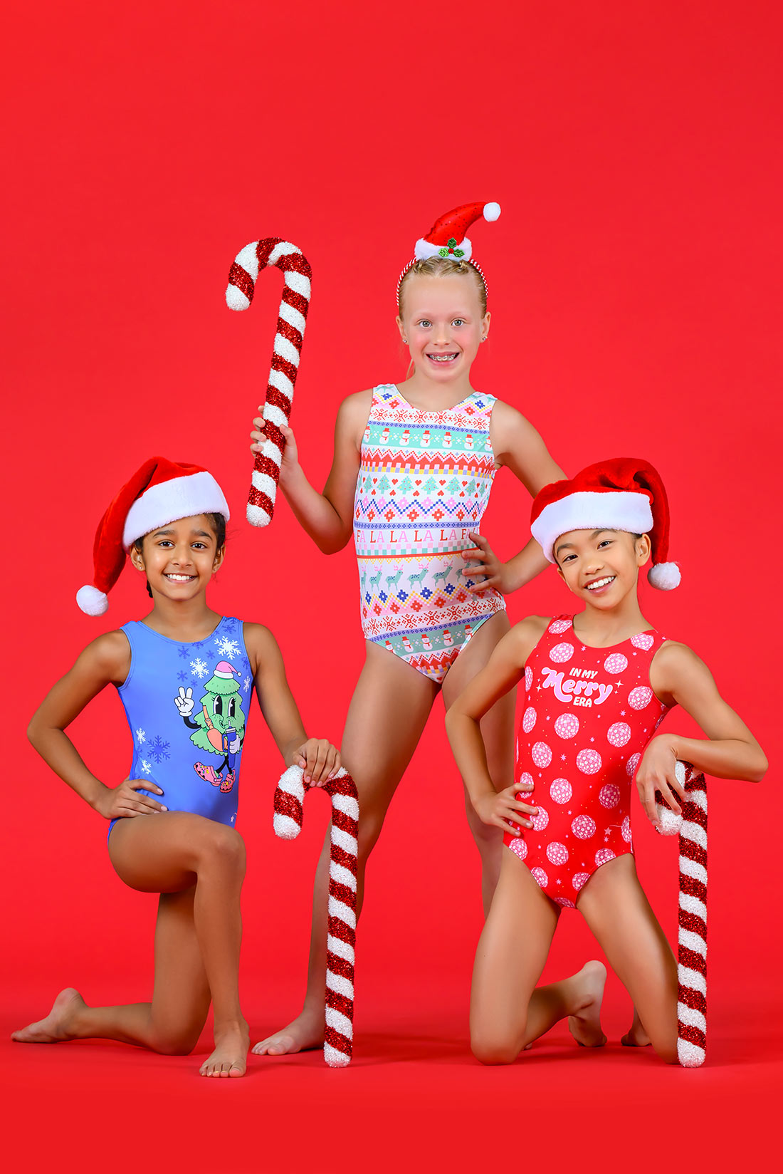 Holiday leotards for girls in gymnastics by Destira, 2024