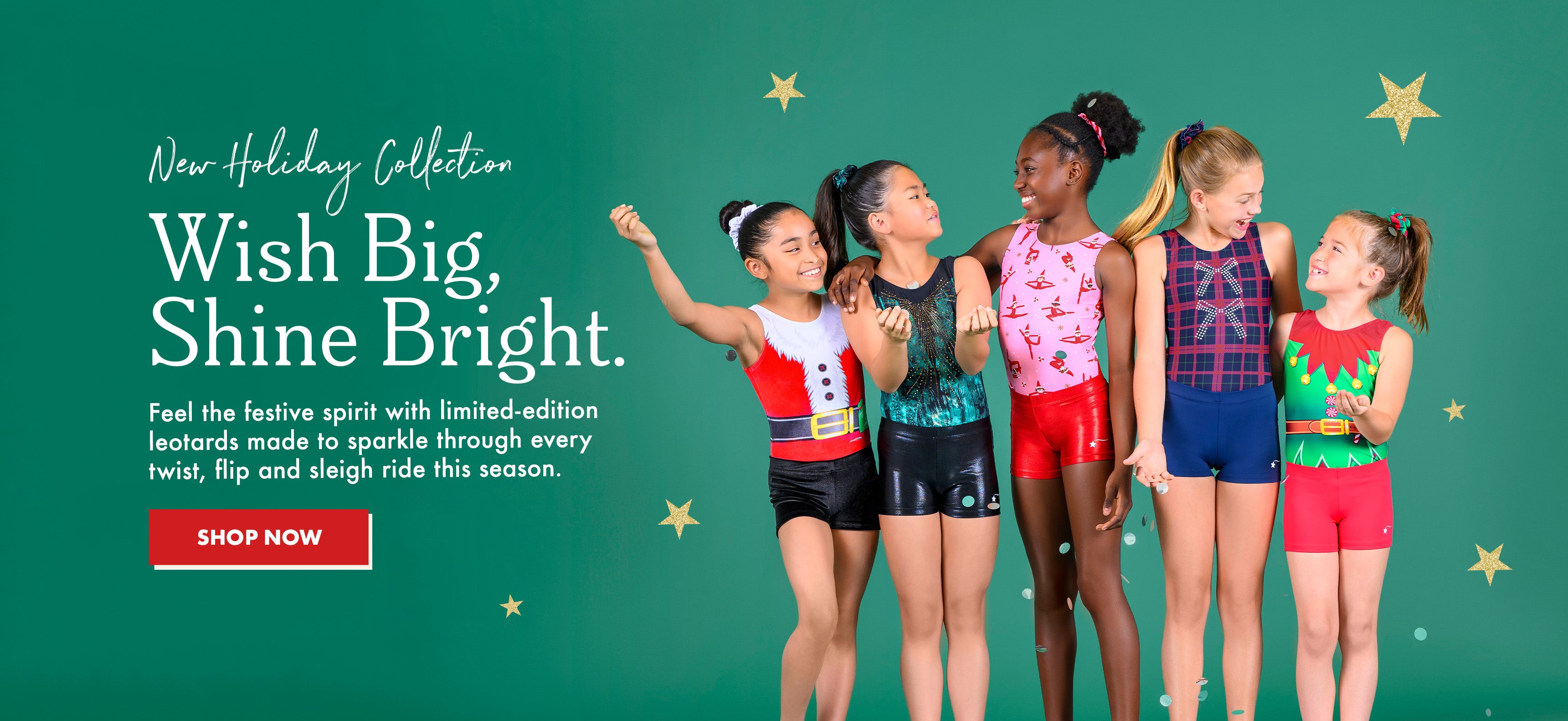 Festive holiday gymnastics leotards, Destira 2025
