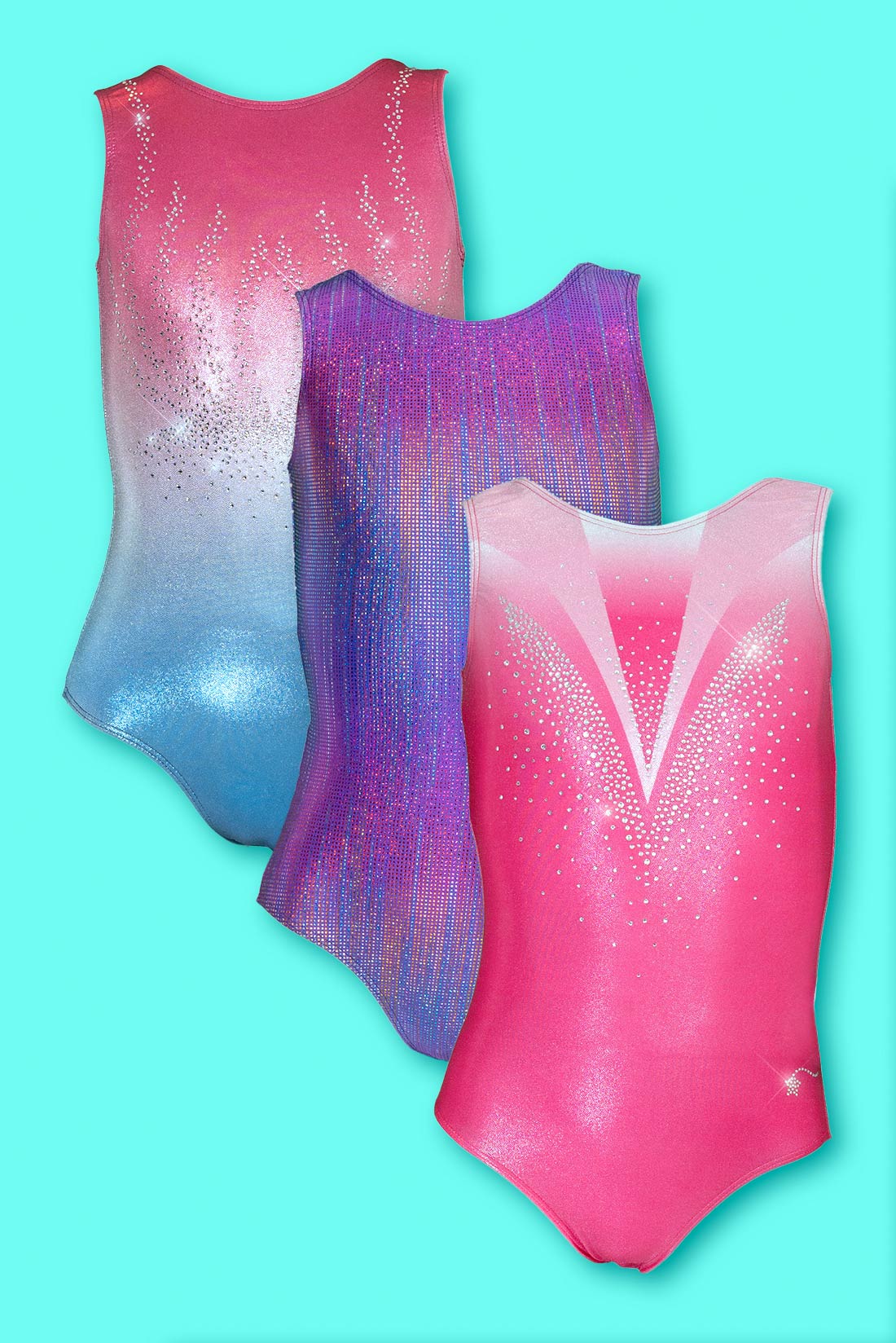 Sparkly gymnastics leotards for girls by Destira, 2024