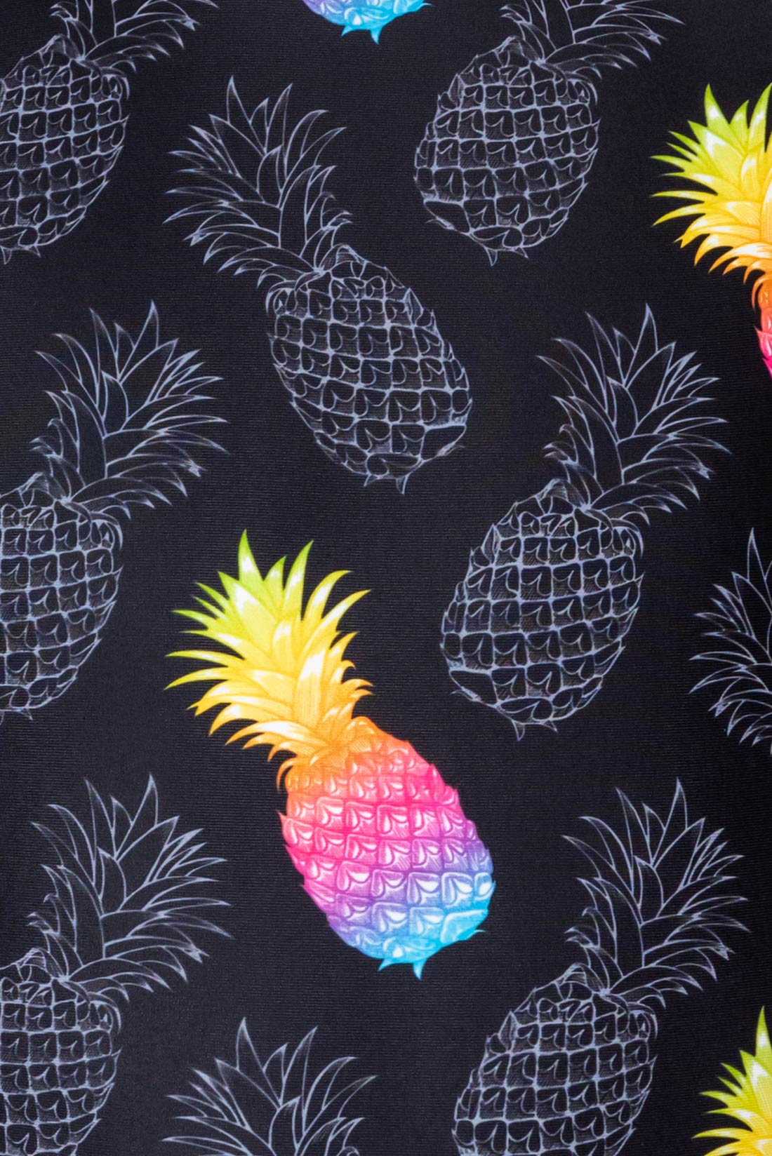 Pineapple print on black gymnastics leotard, Destira, 2023
