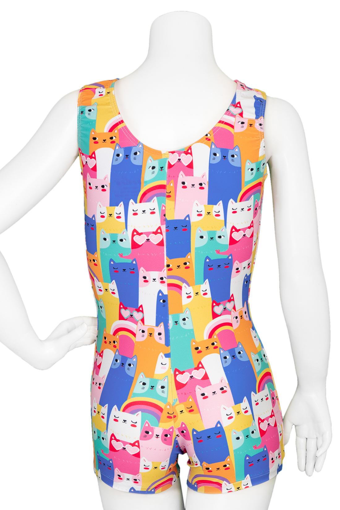 Cat-themed unitard for gymnasts by Destira, 2024
